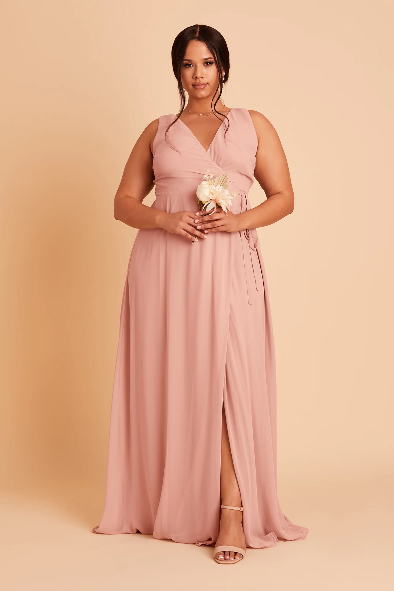 Minae Chiffon Dress Curve - Dusty Rose | Birdy Grey