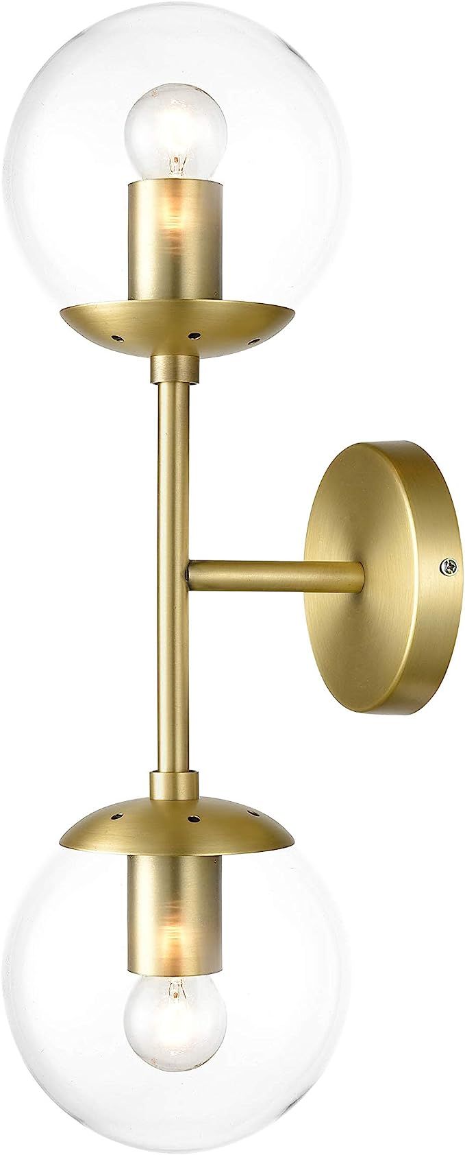 Light Society Brushed Brass and Clear Glass Zeno 2-Light Globe Wall Sconce, Mid Century Modern Re... | Amazon (US)