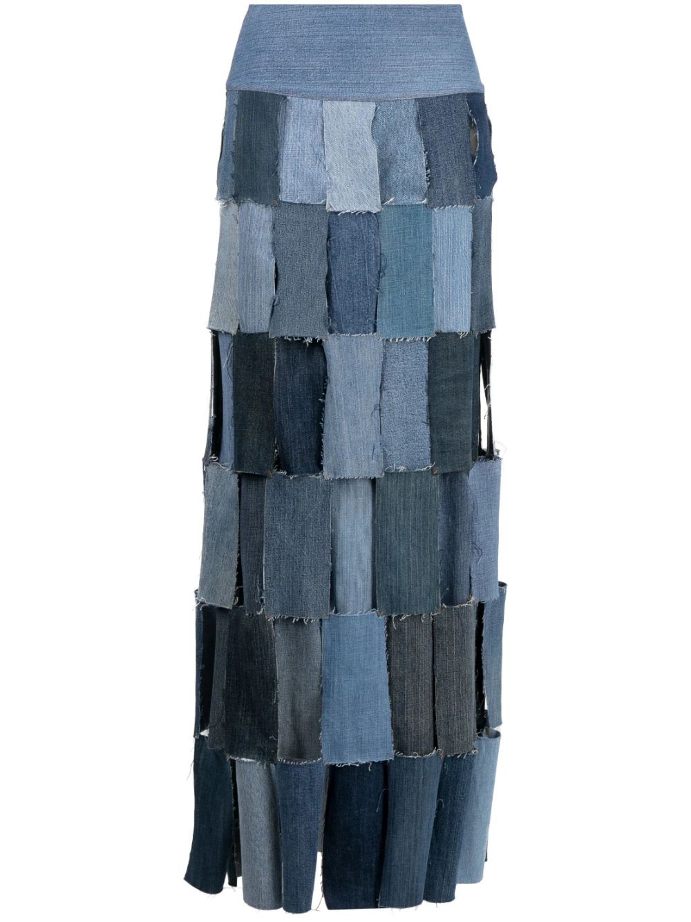 patchwork denim maxi skirt | Farfetch Global