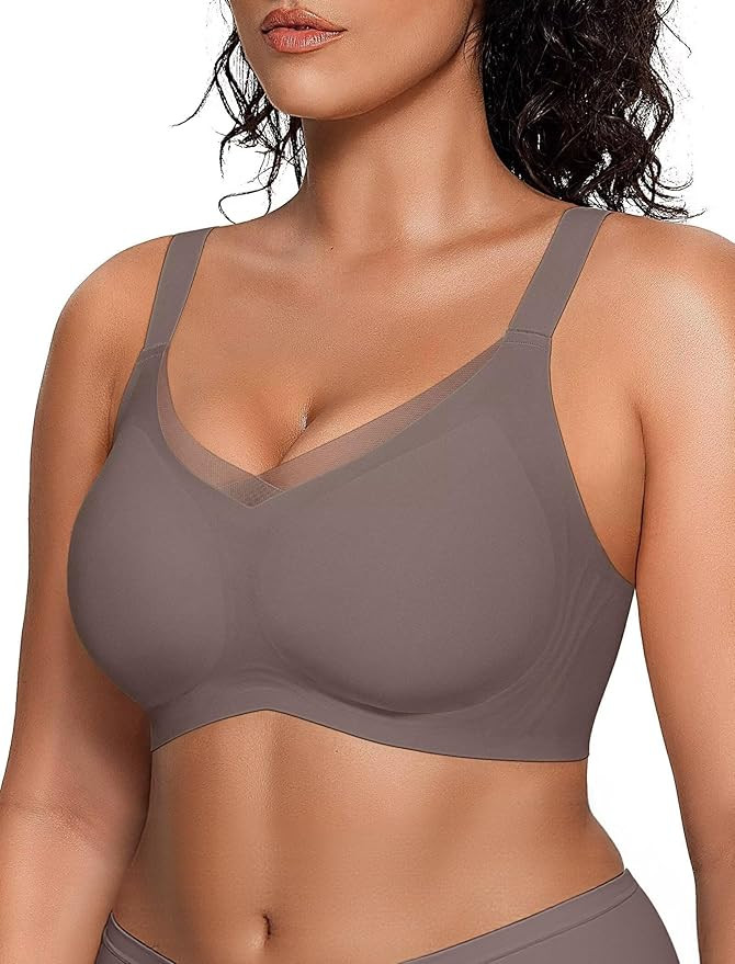 Vertvie Wireless Bras for Women No Underwire Supportive Mesh Crossover Bra Seamless Push Up Full ... | Amazon (US)