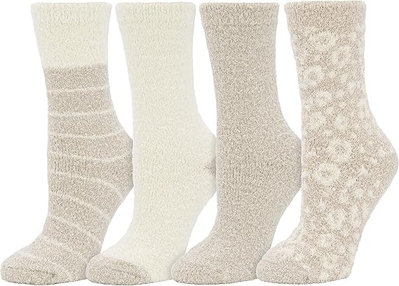 BEARPAW 4 Pair Pack Cozy Super Soft Lounge Socks Multi Pattern Crew Socks | Amazon (US)
