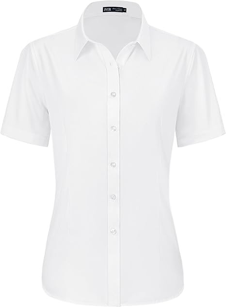 J.VER Womens Button Down Shirts Stretch Wrinkle Free Formal Short Sleeve Dress Shirt Summer Work ... | Amazon (US)