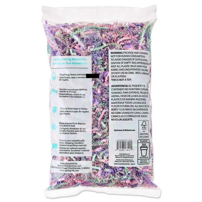 Paper Grass, Pink/Purple/Mint, 3 oz, Easter by Way To Celebrate | Walmart (US)