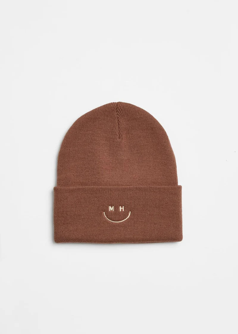 Adult Mad Hatter Smiley Cuff Beanie - Roasted Pecan | Alice & Wonder