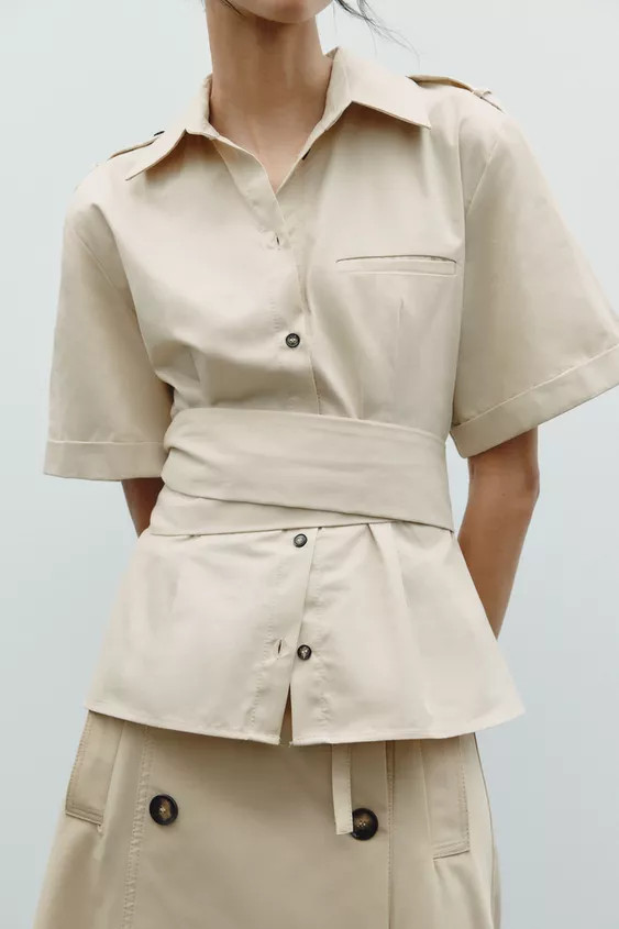 BELTED TAB SHIRT | Zara US