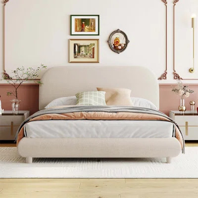 Upholstered Platform Bed with Solid Frame and Stylish Curve-shaped Design, Offering Comfort, Stability, and Space-saving Functionality | Wayfair North America