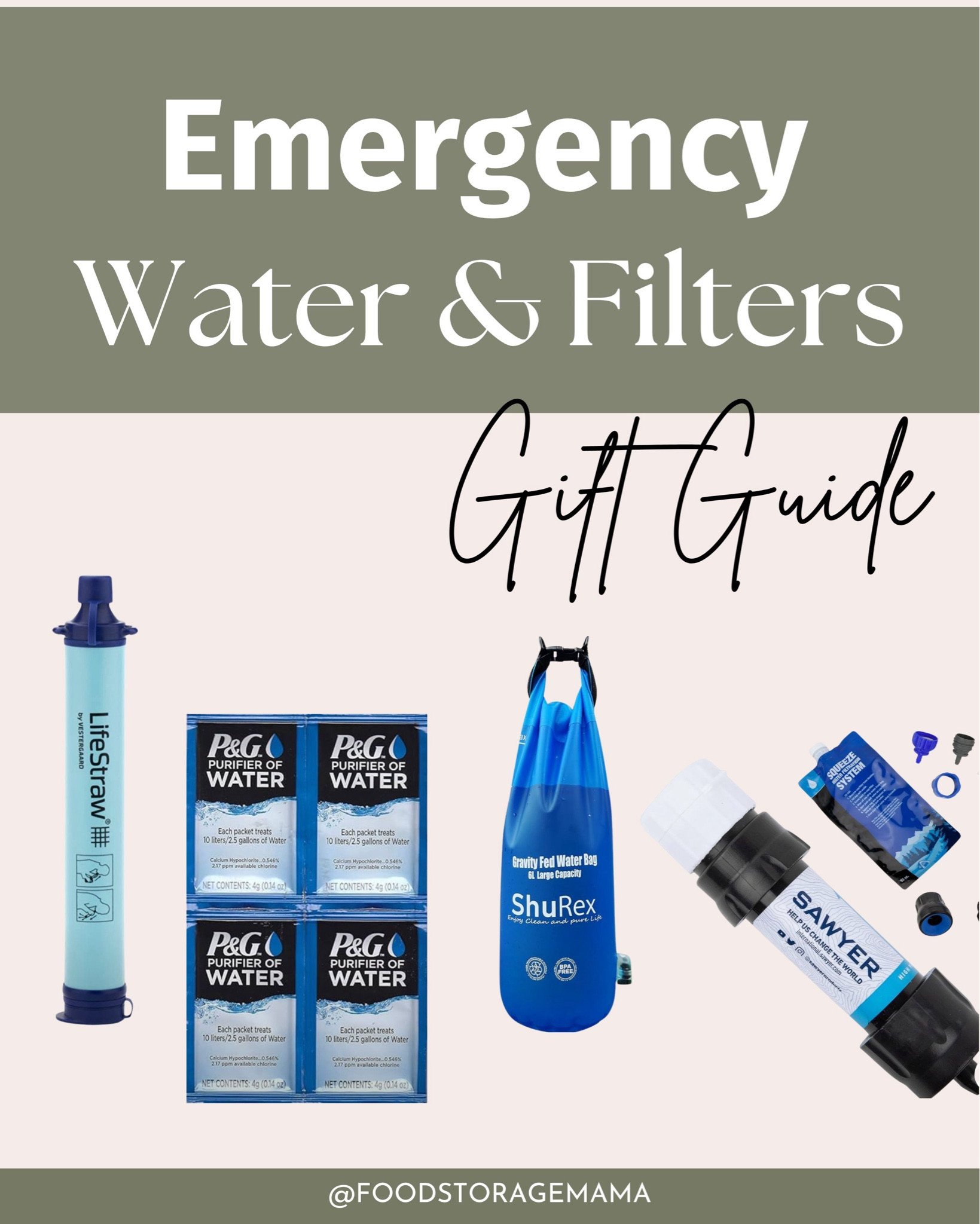 Emergency Water & Filters:

Do you have emergency water at your house? What about water filters? I'm not talking your basic water filter, I’m talking about the kind of filter that you can use in an emergency! 

This might seem unconventional BUT what if you put some of these items in your loved ones stockings this year instead of junk that gets thrown away? 

I highly recommend you have a bare minimum of 3 days worth of emergency water, preferably 2 weeks! 

You need one gallon of water per person per day! 




#foodstorage #emergency #preparedness #bugoutbag #emergencypreparedness #foodstoragemama 

#LTKFamily #LTKGiftGuide #LTKHome
