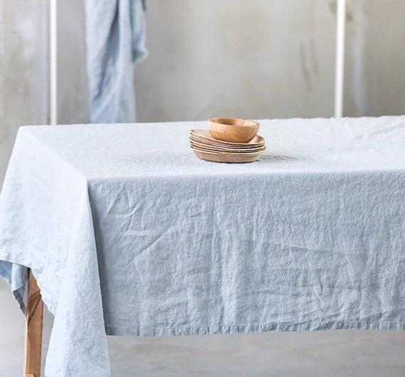 Linen tablecloth in ice blue-silver large / Handmade linen | Etsy | Etsy (US)