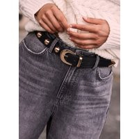 Black Statement Leather Belt | Mint Velvet