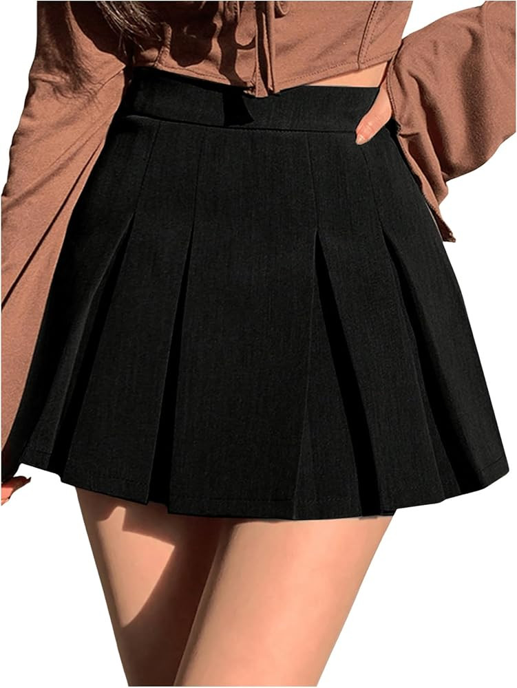 SOLY HUX Women's Pleated Skirt High Waisted A Line Casual Mini Skirts | Amazon (US)