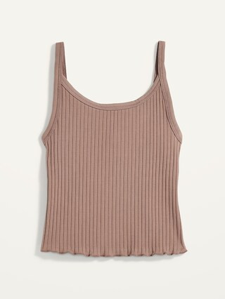 Fitted Cropped Lettuce-Edge Rib-Knit Tank Top for Women | Old Navy (US)
