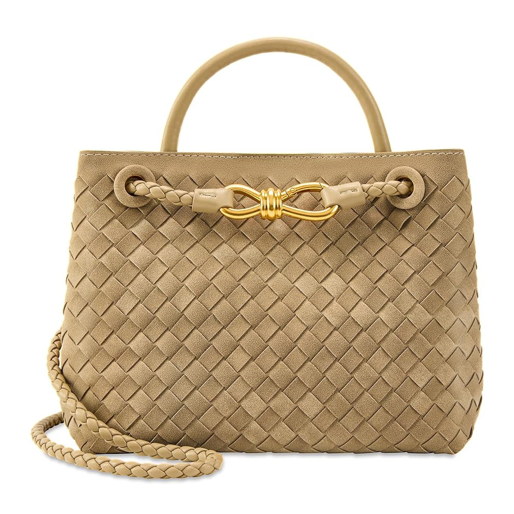 Woven Tote Bag for Women Leather Shoulder Handbag Designer Top Handle Purses | Amazon (UK)