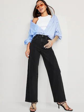 Extra High-Waisted Wide-Leg Black Jeans for Women | Old Navy (US)
