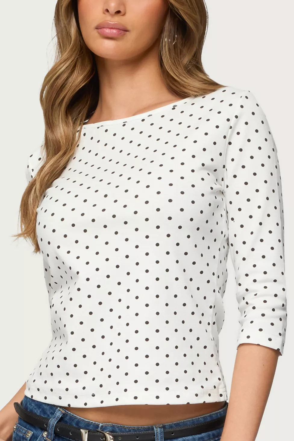 Edikted Lela Polka Dot Quarter Sleeve Top | Urban Outfitters (US and RoW)