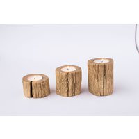 Christmas Wood Candle Holder, Wooden Advent Candle, Gold Tealight Holder | Etsy (US)