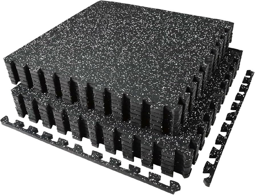 AIRHOP 0.56in Thick 48 Sq Ft Exercise Equipment Mats, 12 Tiles Upgraded Rubber Top with High Dens... | Amazon (US)