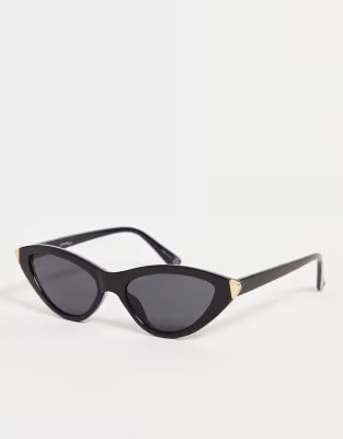 Jeepers Peepers slim cat eye sunglasses in black | ASOS (Global)