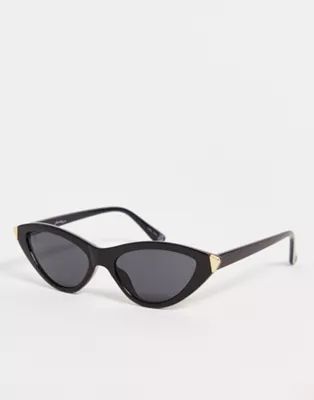 Jeepers Peepers slim cat eye sunglasses in black | ASOS (Global)