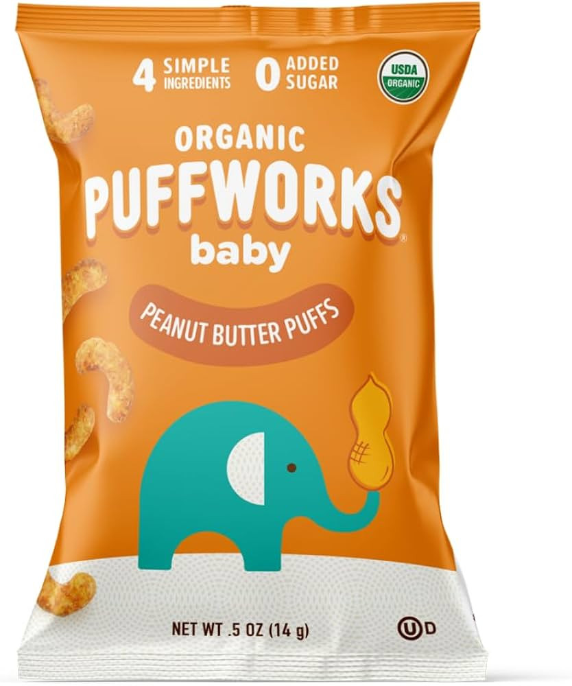 Puffworks Baby Organic Peanut Butter Puffs, Perfect for Early Peanut Introduction, Plant-Based Pr... | Amazon (US)