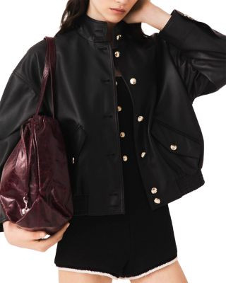 Maje Leather Funnel Neck Jacket | Bloomingdale's (US)
