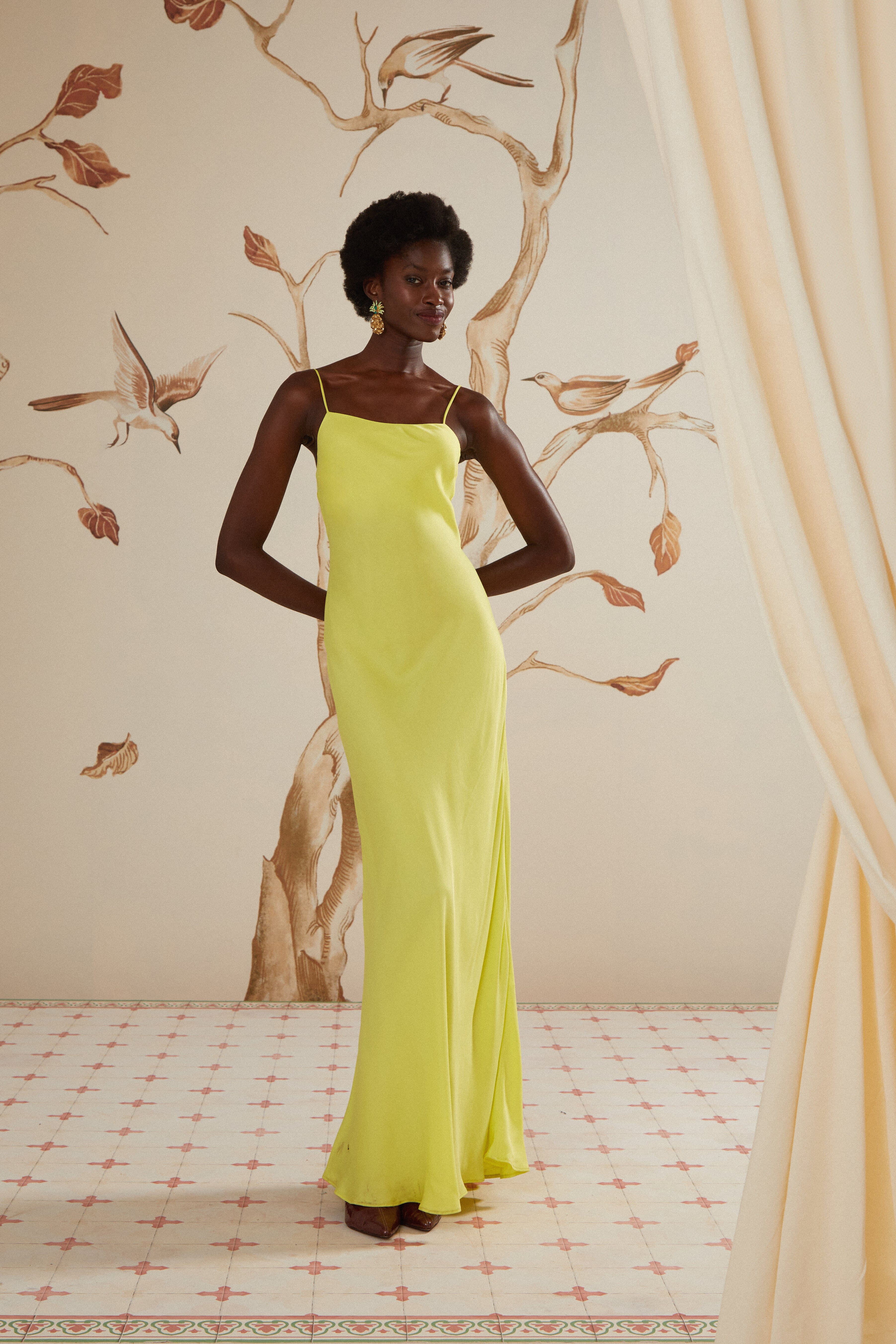 Neon Green LENZING™ ECOVERO™ Viscose Slip Dress | FarmRio (US)