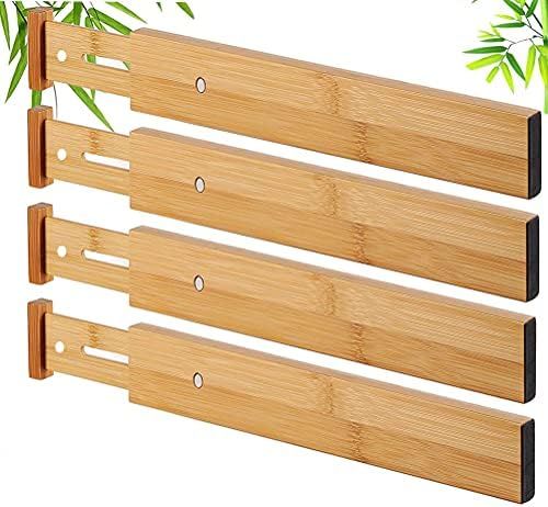 4 Pack Bamboo Drawer Dividers, Kitchen Drawer Organizers Expandable, Adjustable Drawer Dividers, Bam | Amazon (CA)