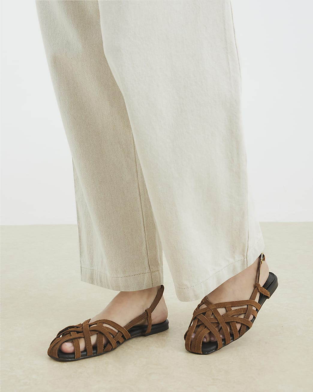 Brown Suede Caged Sandals | River Island UK & IE