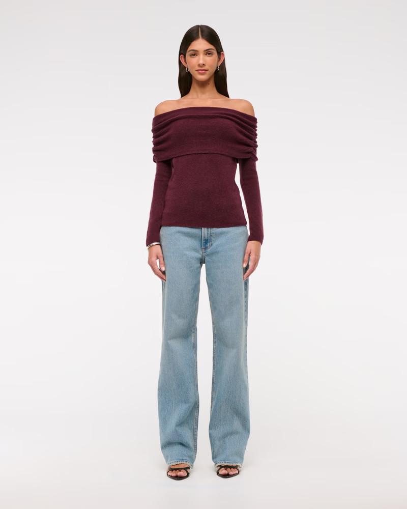 Women's Foldover Off-The-Shoulder Sweater | Women's Tops | Abercrombie.com | Abercrombie & Fitch (US)