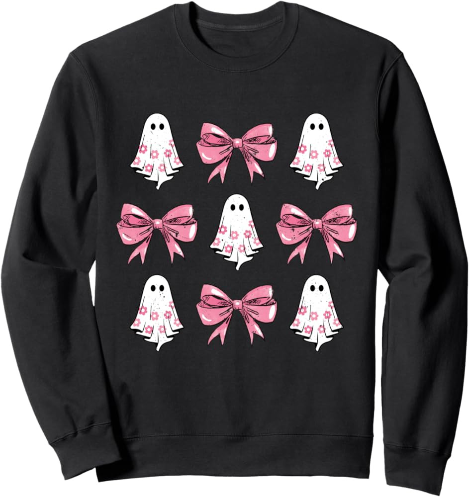 Cute Coquette Bow Halloween Costume Floral Ghost Boo Sweatshirt | Amazon (US)