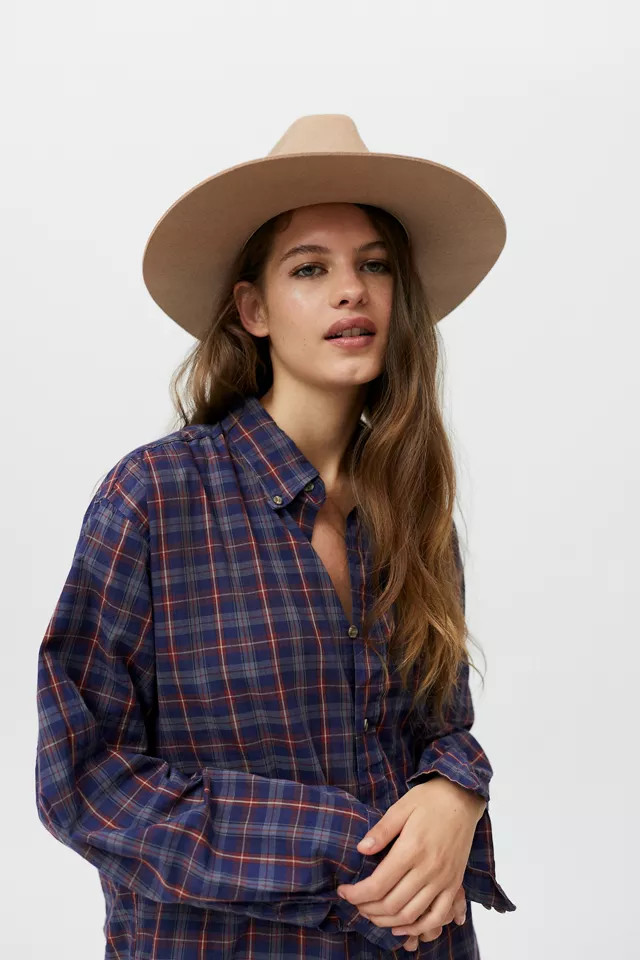 UO Ribbon Trim Flat Brim Felt Fedora | Urban Outfitters (US and RoW)