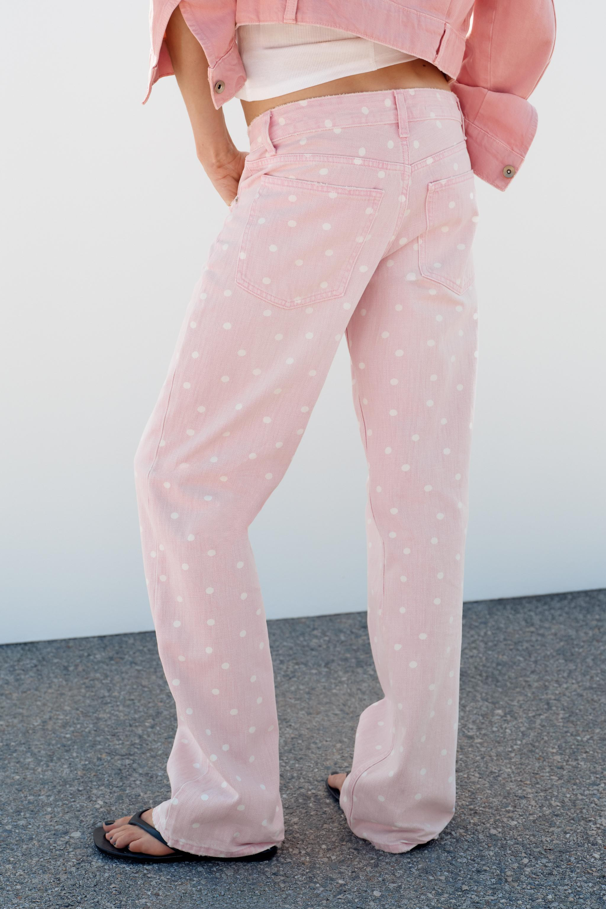 TRF WIDE LEG LOW RISE POLKA DOT JEANS | Zara US