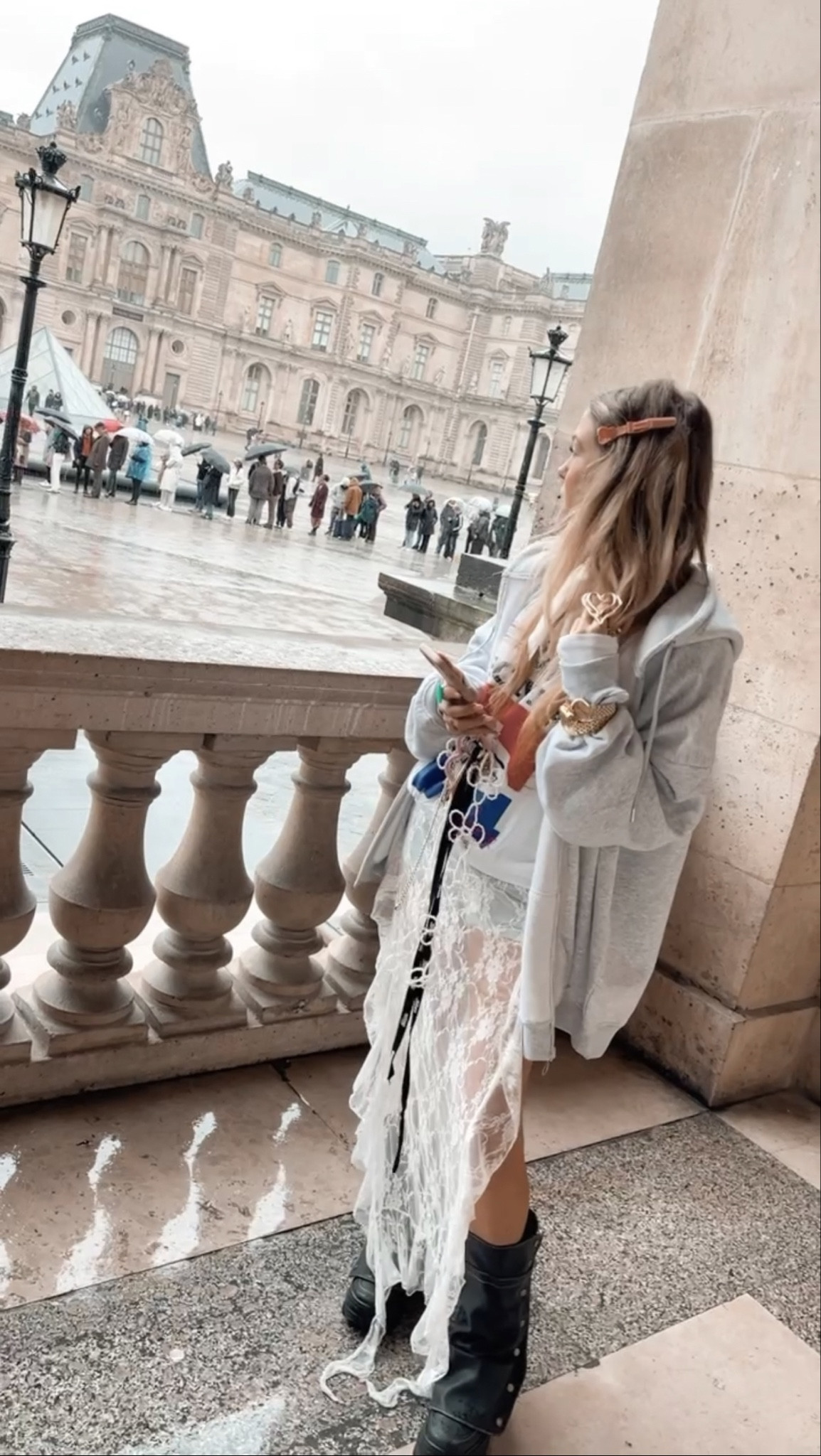 OOTD in Paris this streetstyle printed oversized tshirt and a lace ruffle maxi skirt and added this extra layer we love to wear this comfy grey oversized hoodie.. 
.
wearing the biggest size of the hoodie and tee and one size bigger of the skirt.. added 2 other colors cause she is popular 💕💕 and a similar white fit.
.
Prettylittlething, summer skirt, oversized, City style, spring look
.
Our accessories and bag are from our brand @prettypiecesbysiss shoppable on www.bySiss.com 💕💕

#LTKSeasonal #LTKfindsunder50 #LTKU