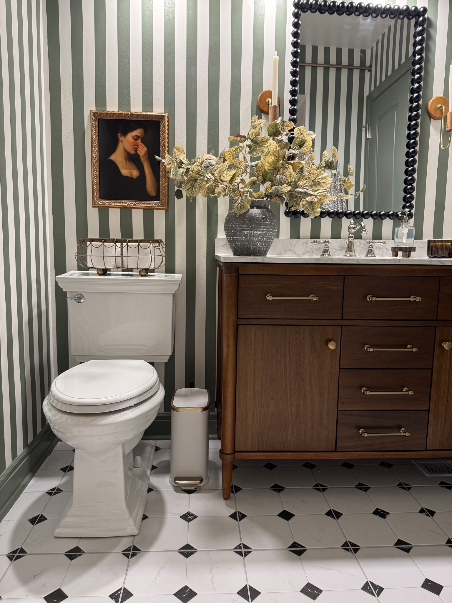 Bathroom renovation! 

Moody - vintage - bath - tile - shower - toilet - vanity 

#LTKHome #LTKFindsUnder100 #LTKmorningroutine