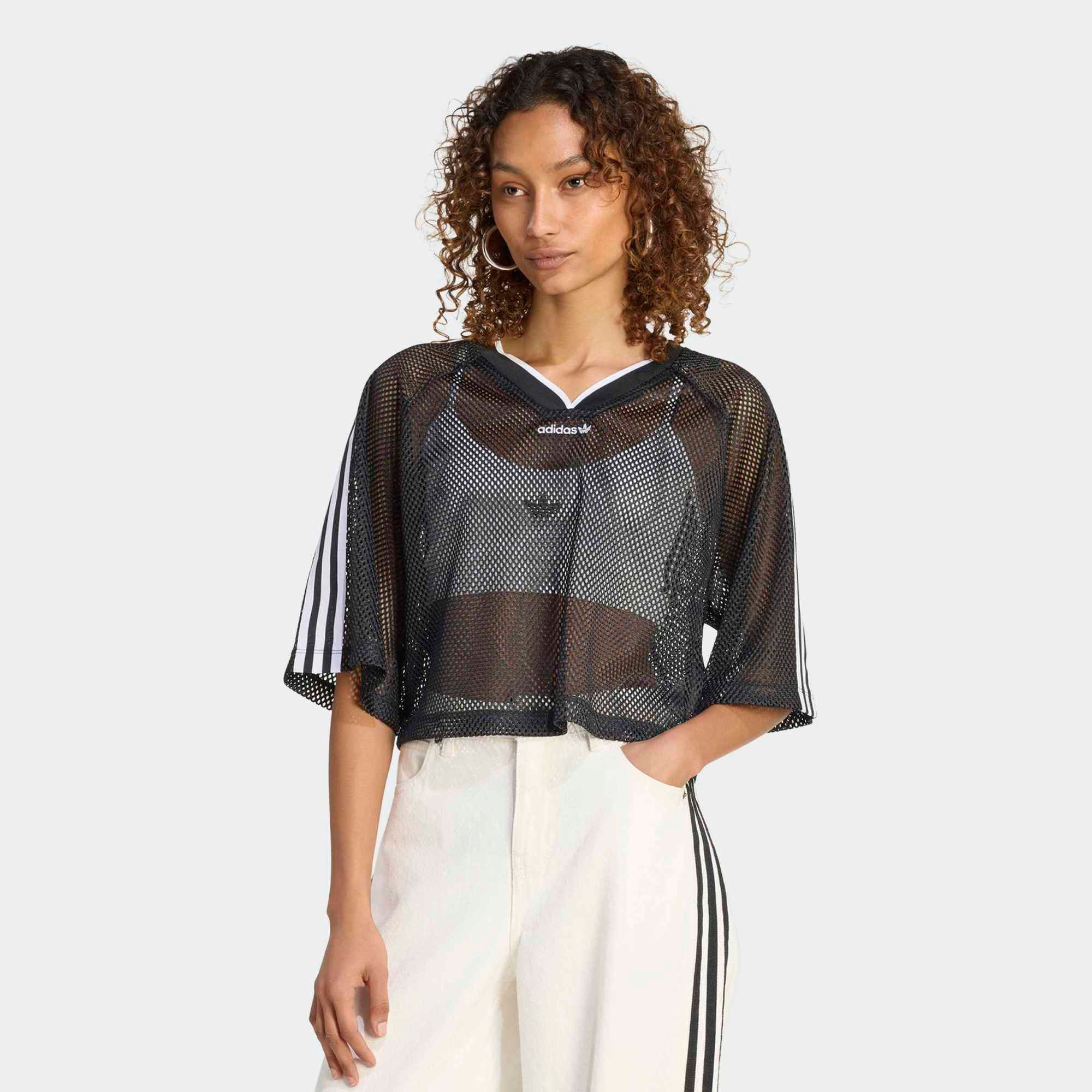 adidas Originals Women's Mesh Short Sleeve Tee, Medium, Black | DICK'S Sporting Goods