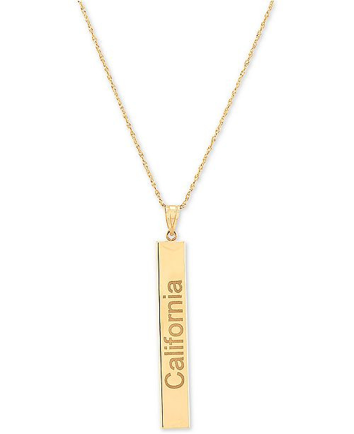 California Vertical Bar 19" Pendant Necklace in 10k Gold | Macys (US)