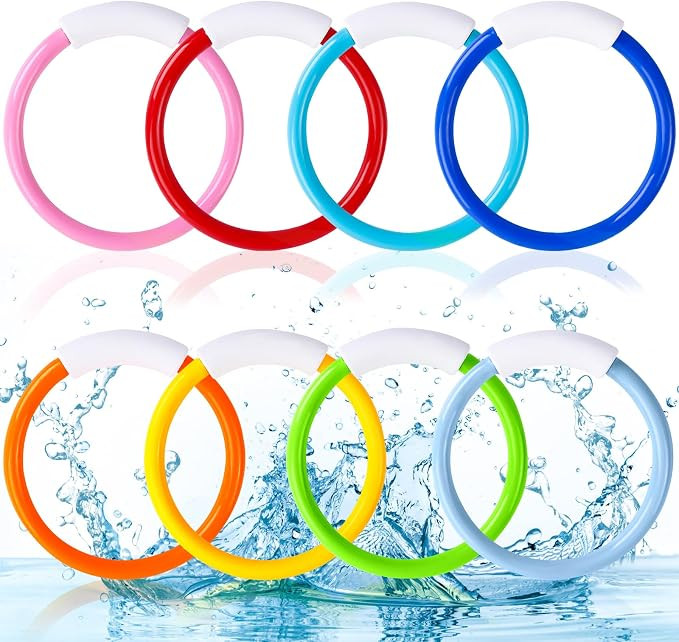 8PCS Pool Diving Swim Toys Colorful Underwater Training Sinking Throwing Dive Rings for Kids Summ... | Amazon (US)