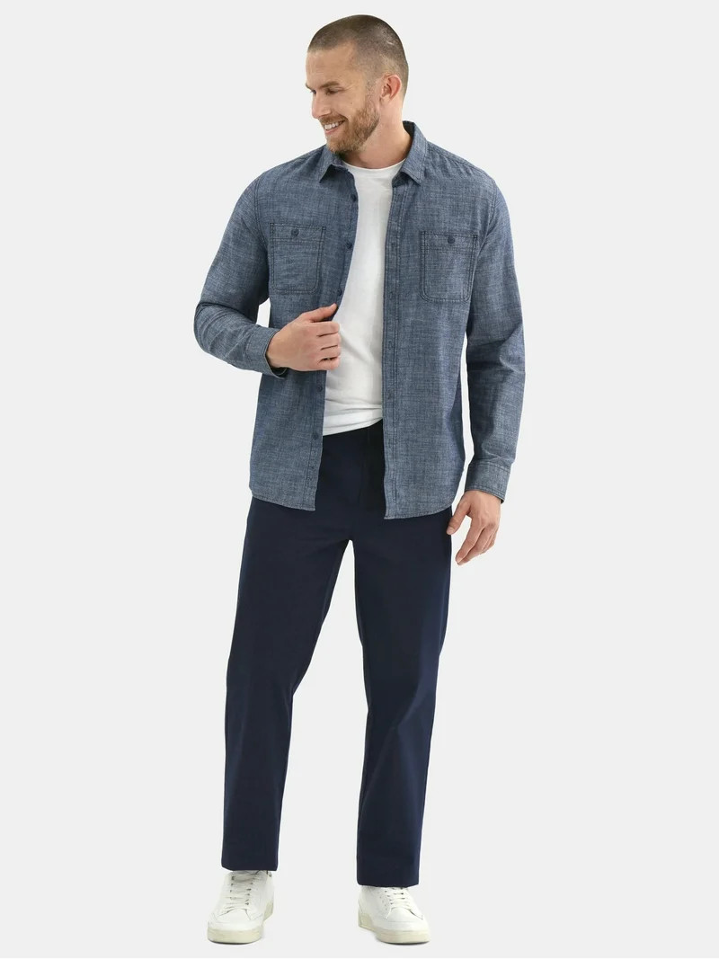 George Men's Chambray Button Shirt with Long Sleeves, Sizes S-3XL | Walmart (US)