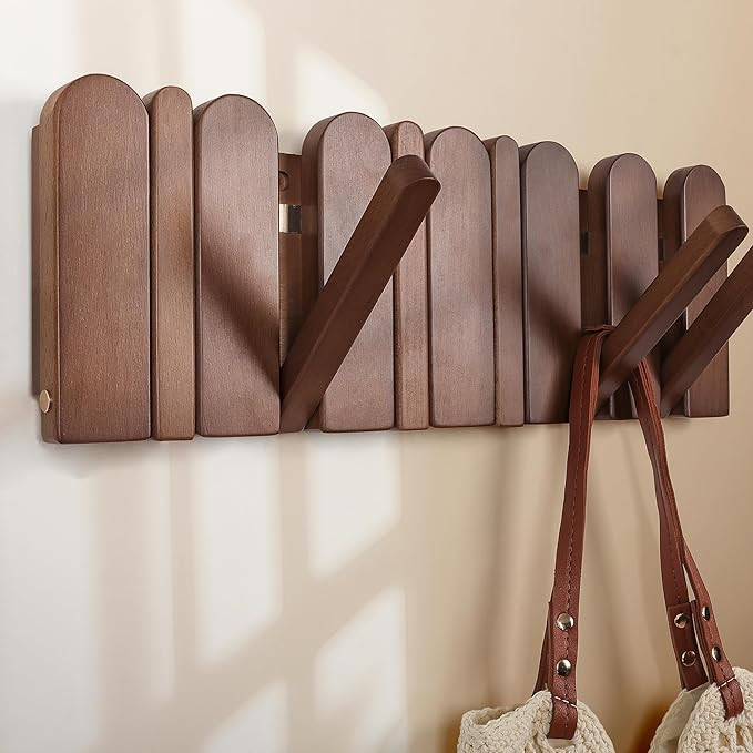 Wall Coat Rack for Entryway: Wooden Modern Heavy Duty 6 Hooks | Amazon (US)