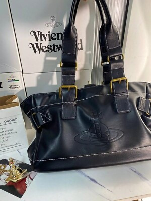 Vivienne Westwood Accord Handbag Tote Bag Black Shaped Shoulder Leather | eBay US