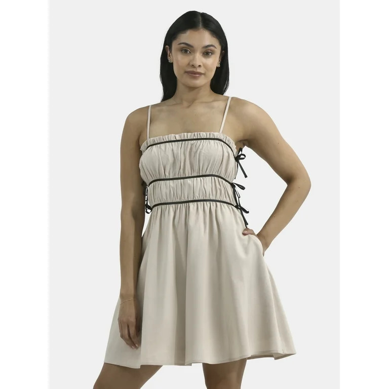 No Boundaries Smocked Mini Dress with Bows, Women's | Walmart (US)