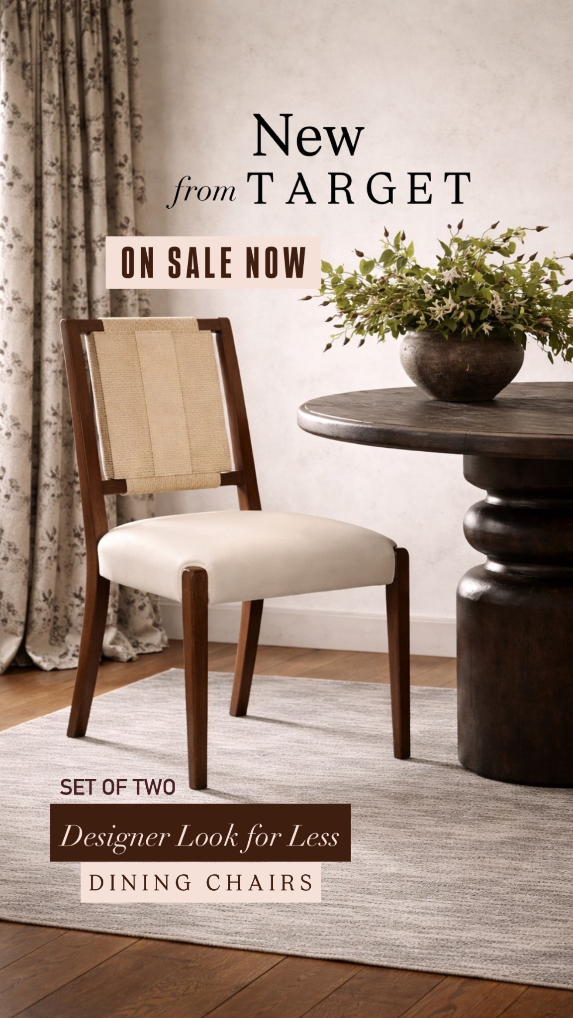 New from Target 🤍 designer-look dining chairs for less
This set of two dining chairs delivers a high-end, designer aesthetic with warm wood tones, woven back detail, and a soft upholstered seat—all at an affordable Target price.

Perfect for dining rooms, breakfast nooks, or casual seating, these chairs add texture and warmth while keeping your space neutral and elevated. If you love Studio McGee–style or organic modern decor but want to stay on budget, this is such a great find.

✨ Designer look for less
✨ Comfortable + timeless silhouette
✨ Set of two = even better value

👉 Tap to shop these Target dining chairs while they’re on sale


#LTKFindsUnder100 #LTKSaleAlert #LTKHome