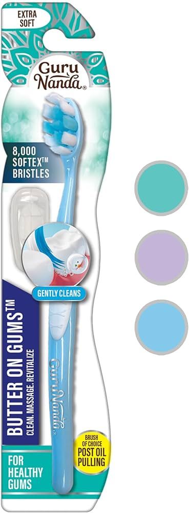 GuruNanda Butter on Gums Xtra Clean Toothbrush with Brush Cap, Soft Bristles for Sensitive Gums, ... | Amazon (US)