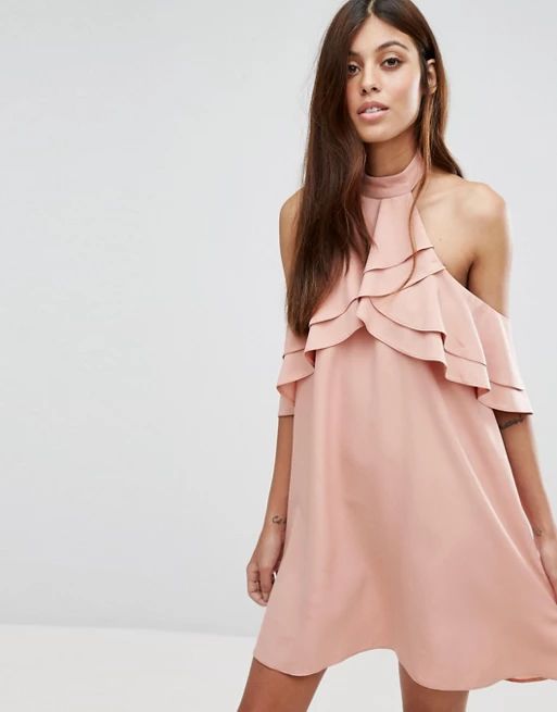 New Look High Neck Ruffle Mini Dress | ASOS US