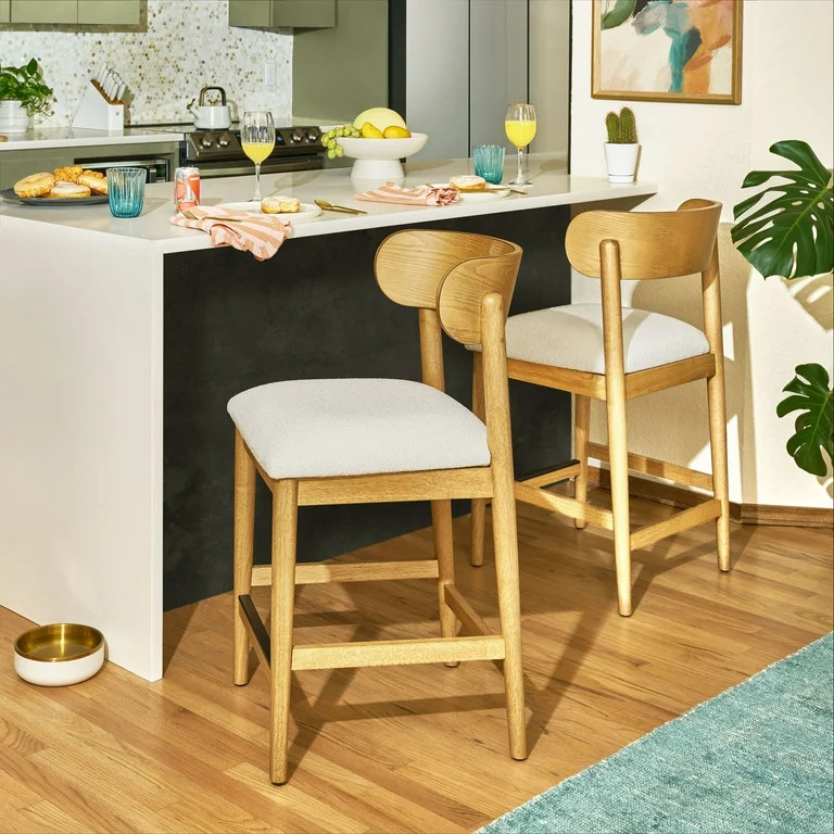 Beautiful Drew Counter-Height Stools by Drew Barrymore, Warm Honey Finish, 2 Pack | Walmart (US)