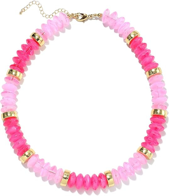 Chunky Beaded Necklace for Women Boho Resin Beaded Choker Necklace Adjustable Surfer Beach Strand... | Amazon (US)