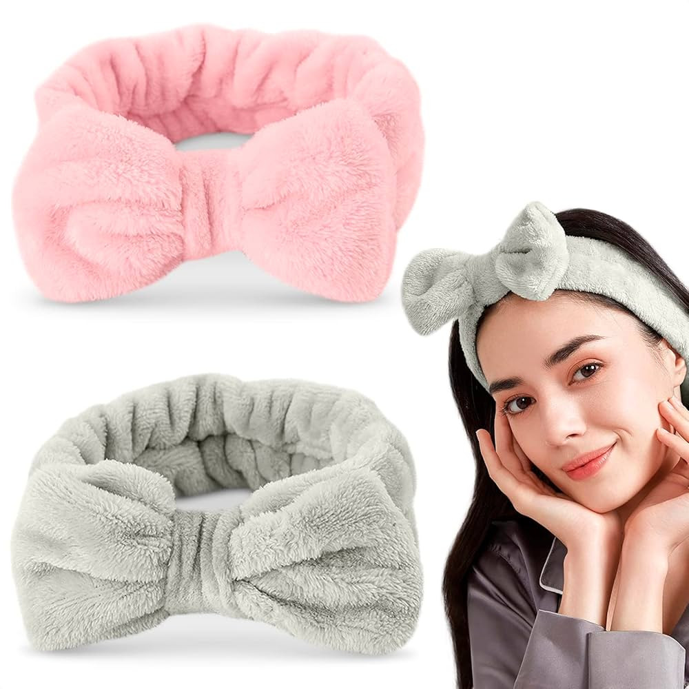 2Pcs Bow Headbands for Women - Makeup Headband for Washing Face Bowknot Headbands for Girls - Cut... | Amazon (US)