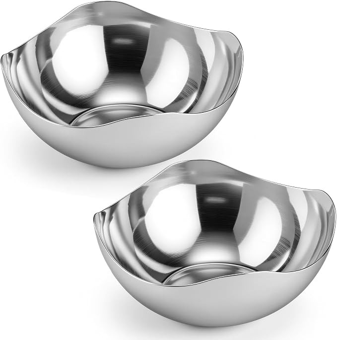 2 Pcs Silver Candy Bowl Stainless Steel Decorative Bowl 6.3 Inches Candy Dish for Office Entryway... | Amazon (US)