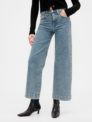 High Rise Wide-Leg Crop Jeans | Gap Factory