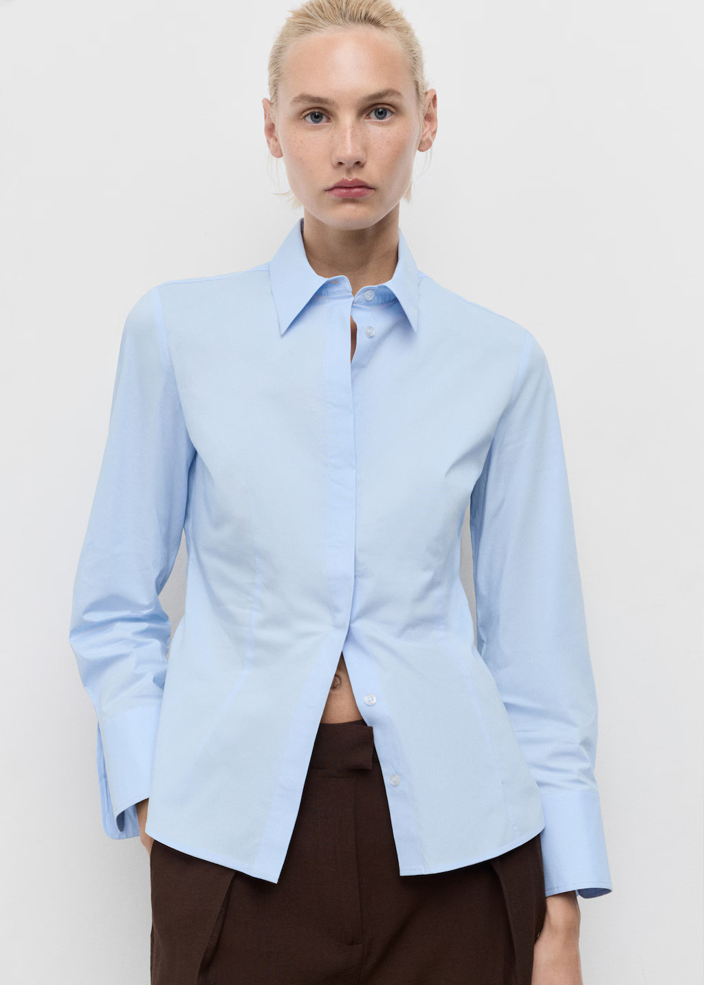 Slim-fit poplin shirt - Women | MANGO United Kingdom | MANGO (UK)