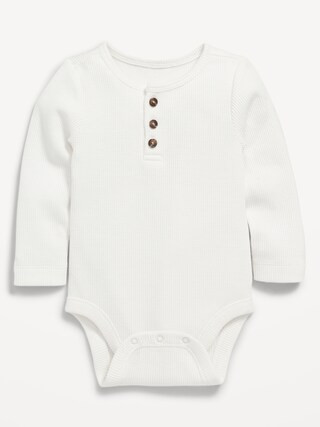 Unisex Long-Sleeve Thermal-Knit Henley Bodysuit for Baby | Old Navy (CA)